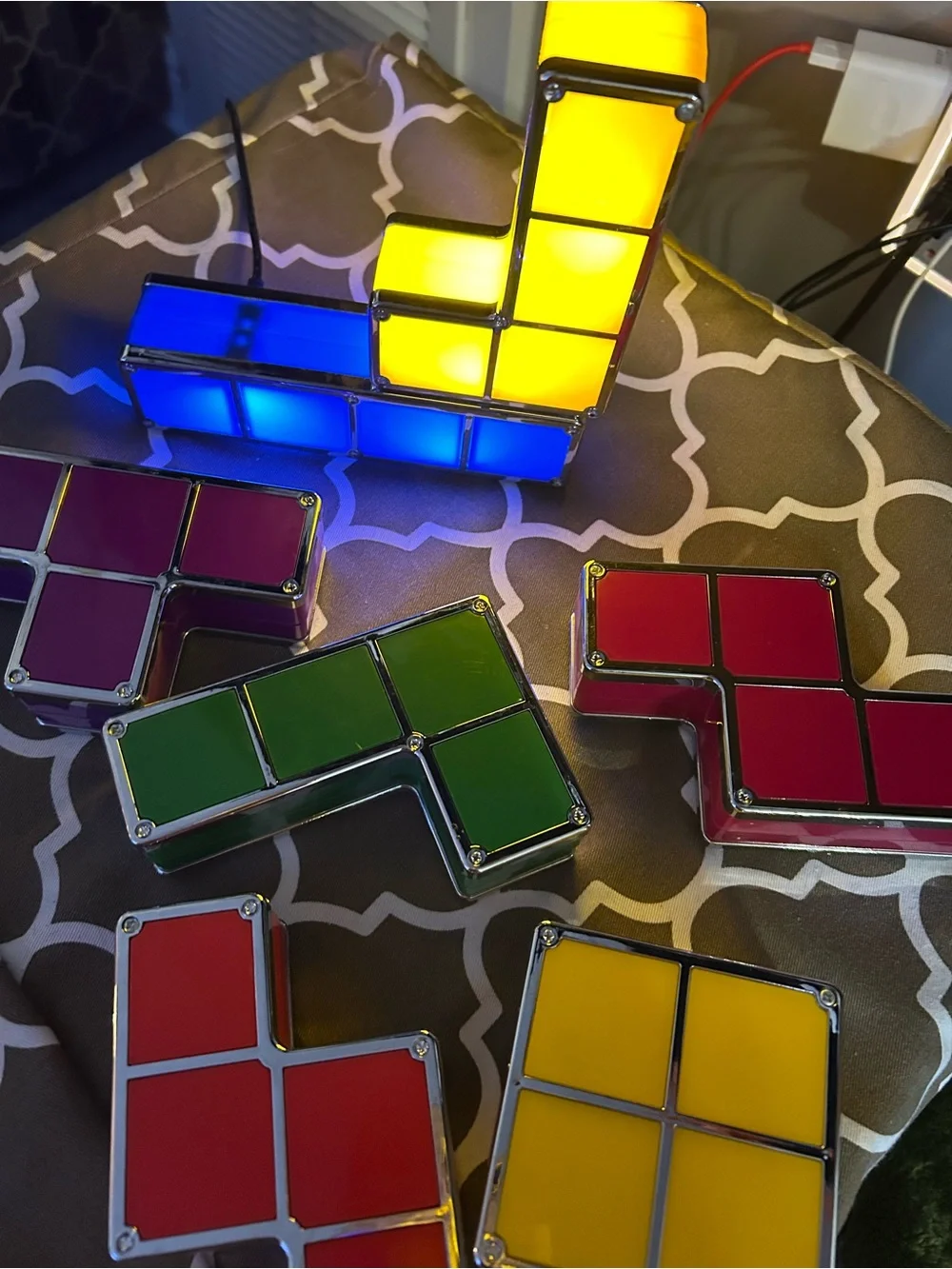 Multicolor LED Tetris-Style Decorative Lantern - Vibrant Home Accent